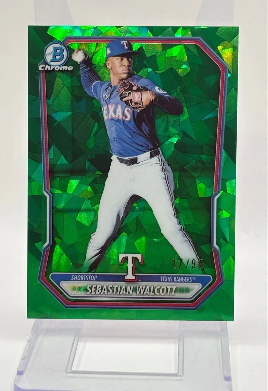 2026 Bowman Sapphire Sebastian Walcott Green Sapphire Refractor 17/99 SP Rangers